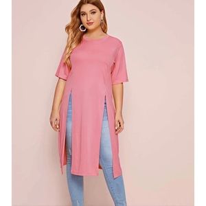 Pink Split Longline T-Shirt